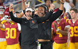USC Trojans head coach Lincoln Riley celebrates on the sideline