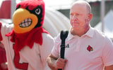 Louisville coach Jeff Brohm on the Card March before the game of Louisville against Virginia at L&N Stadium Saturday. Ocr. 4, 2025