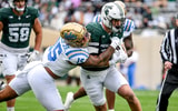 Michigan State's Jack Velling, right, runs after a catch as UCLA's Anthony Jones attempts the tackle during the first quarter on Saturday, Oct. 11, 2025, at Spartan Stadium in East Lansing. - Nick King, USA TODAY Sports