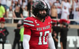 Sep 13, 2025; Lubbock, Texas, USA; Texas Tech Red Raiders defensive back Jacob Rodriguez (10) looks to the sidelines in the first half during the game against the Oregon State Beavers at Jones AT&amp;T Stadium. Mandatory Credit: Michael C. Johnson-Imagn Images