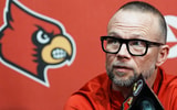 Louisville men's basketball coach Pat Kelsey talks to reporters during the Cardinals' media day for the 2025-26 basketball season on Wednesday Oct. 15, 2025 in Louisville, Kentucky.