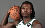 Sep 29, 2025; Milwaukee, WI, USA; Milwaukee Bucks forward Chris Livingston (24) poses for a picture during Milwaukee Bucks Media Day at the Fiserv Forum. Mandatory Credit: Benny Sieu-Imagn Images