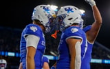 Cutter Boley and Willie Rodriguez celebrate a Kentucky touchdown at Kroger Field, via Crawford Ifland, KSR