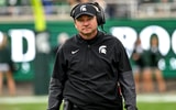 Michigan State's head coach Jonathan Smith walks the sideline during the fourth quarter in the game against UCLA on Saturday, Oct. 11, 2025, at Spartan Stadium in East Lansing. - Nick King, USA TODAY Sports
