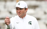 Michigan State Spartans head coach Jonathan Smith watches his team prior to the game against the Indiana Hoosiers at Memorial Stadium. - Robert Goddin, USA TODAY Sports