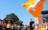 The Volunteer and Smokey start off the Vol Walk before a NCAA football game between Tennessee and UAB at Neyland Stadium in Knoxville, Tenn., September 20, 2025. (© Angelina Alcantar/News Sentinel / USA TODAY NETWORK via Imagn Images)