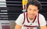 Louisville basketball center Sananda Fru at U of L basketball Media Day (10/15/25). (Photo: William McDermott)