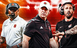 Fran Brown, Jeff Brohm and Brian Hartline