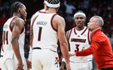 Louisville Cardinals men's basketball coach Pat Kelsey talks to his team during the exhibition game against Kansas at the KFC Yum! Center in Louisville, Kentucky Friday, October 24, 2025.