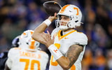 Oct 25, 2025; Lexington, Kentucky, USA; Tennessee Volunteers quarterback Joey Aguilar (6) throws a pass during the first quarter against the Kentucky Wildcats at Kroger Field. Mandatory Credit: Jordan Prather-Imagn Images