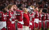 South Carolina football players and head coach Shane Beamer during the alma mater following the Alabama game on Oct. 25, 2025 (Katie Dugan | GamecockCentral.com)