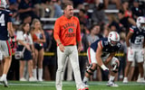 Auburn Tigers head coach Hugh Freeze walks the field during warm ups before Auburn Tigers take on Missouri Tigers at Jordan-Hare Stadium in Auburn, Ala. on Saturday, Oct. 18, 2025. (© Jake Crandall/ Advertiser / USA TODAY NETWORK via Imagn Images)