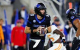 Oct 25, 2025; Lexington, Kentucky, USA; Kentucky Wildcats quarterback Cutter Boley (8) looks down the field during the first quarter against the Tennessee Volunteers at Kroger Field. Mandatory Credit: Jordan Prather-Imagn Images