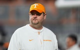 Angelina Alcantar/News Sentinel / USA TODAY NETWORK via Imagn Images | Tennessee coach Josh Heupel during warm-ups before a NCAA football game between the Tennessee Volunteers and Oklahoma Sooners at Neyland Stadium in Knoxville, Tenn., on November 1, 2025.