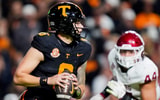 Brianna Paciorka/News Sentinel / USA TODAY NETWORK via Imagn Images | Tennessee quarterback Joey Aguilar (6) looks to throw during a college football game between Tennessee and Oklahoma in Neyland Stadium in Knoxville on Nov. 1, 2025.