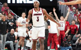 Louisville Cardinals guard Ryan Conwell (3) after scoring a three-point shot against Bucknell during an exhibition game at the KFC Yum! Center in Louisville, Kentucky Tuesday October 28, 2025.