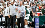 Michigan State's coach Tom Izzo calls out to players during the first half in the game against Bowling Green on Thursday, Oct. 23, 2025, at the Breslin Center in East Lansing. - Nick King, USA TODAY Sports