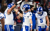 Kentucky QB Cutter Boley celebrates a win over Auburn, via Jake Crandall: Advertiser : USA TODAY NETWORK via Imagn Images