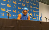 UCLA quarterback Nico Iamaleava talks to reporters after loss to Nebraska on Nov. 8, 2025.