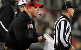 Nov 8, 2025; Louisville, Kentucky, USA; Louisville Cardinals head coach Jeff Brohm talks with an official during the second half against the California Golden Bears at L&N Federal Credit Union Stadium. California defeated Louisville 29-26. Mandatory Credit: Jamie Rhodes-Imagn Images