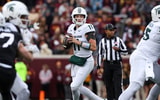 Michigan State Spartans quarterback Alessio Milivojevic (11) looks to pass against the Minnesota Golden Gophers during the first half at Huntington Bank Stadium. - Matt Krohn, USA TODAY Sports