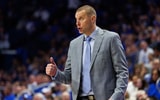 Nov 14, 2025; Lexington, Kentucky, USA; Kentucky Wildcats head coach Mark Pope gives his players a thumbs up during the second half against the Eastern Illinois Panthers at Rupp Arena at Central Bank Center. Mandatory Credit: Jordan Prather-Imagn Images