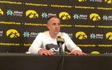 Ben McCollum discusses the Hawkeyes win over Xavier. (Photo by Kyle Huesmann)