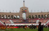 The Los Angeles Memorial Coliseum before a game between the USC Trojans and Iowa Hawkeyes