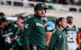Michigan State head coach Jonathan Smith watches a play against Michigan during the second half at Spartan Stadium in East Lansing on Saturday, October 25, 2025. - Junfu Han, USA TODAY Sports