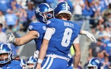 Cutter Boley celebrates a Kentucky TD vs. Tennessee Tech, via Dr. Michael Huang, KSR