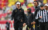 USC Trojans head coach Lincoln Riley watches game action against the Iowa Hawkeyes during the first half at the Los Angeles Memorial Coliseum