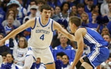 Kentucky's Andrija Jelavic defended an Eastern Illinois player during the Wildcats' game against the Panthers on Nov. 14, 2025, at Rupp Arena. (Jeff Drummond/Cats Illustrated)