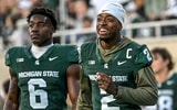 Michigan State's Aidan Chiles, right, and Nick Marsh walk to the locker room at halftime in the game against Penn State during the second quarter on Saturday, Nov. 15, 2025, at Spartan Stadium. - Nick King, USA TODAY Sports