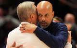 Saul Young/News Sentinel / USA TODAY NETWORK via Imagn Images | Rice basketball coach Rob Lanier and Tennessee basketball coach Rick Barnes share hug after their NCAA college basketball game on November 17, 2025, in Knoxville, Tenn.