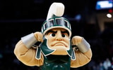 Sparty, the Michigan State mascot, via Rick Osentoski-Imagn Images
