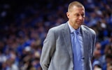 Nov 14, 2025; Lexington, Kentucky, USA; Kentucky Wildcats head coach Mark Pope walks down the sideline during the second half against the Eastern Illinois Panthers at Rupp Arena at Central Bank Center. Mandatory Credit: Jordan Prather-Imagn Images
