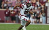 South Carolina quarterback LaNorris Sellers after catching a pass against Texas A&M. Photo by: CJ Driggers | GamecockCentral