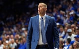 Nov 4, 2025; Lexington, Kentucky, USA; Kentucky Wildcats head coach Mark Pope calls out a play during the first half against the Nicholls Colonels at Rupp Arena at Central Bank Center. Mandatory Credit: Jordan Prather-Imagn Images