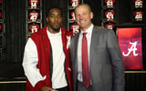 Alabama LB Justin Jefferson and coach Kalen DeBoer
