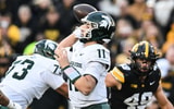 Michigan State Spartans quarterback Alessio Milivojevic (11) throws a pass against the Iowa Hawkeyes during the second quarter at Kinnick Stadium. - Jeffrey Becker, USA TODAY Sports