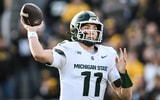 Michigan State Spartans quarterback Alessio Milivojevic (11) throws a pass against the Iowa Hawkeyes during the first quarter at Kinnick Stadium. - Jeffrey Becker, USA TODAY Sports
