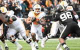 Nov 30, 2024; Nashville, Tennessee, USA;  Tennessee Volunteers wide receiver Mike Matthews (10) runs the ball against the Vanderbilt Commodore during the second half at FirstBank Stadium. Mandatory Credit: Steve Roberts-Imagn Images