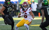 USC Trojans wide receiver Makai Lemon (6) catches a pass during the first half against the Oregon Ducks at Autzen Stadium