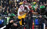USC Trojans tight end Lake McRee (87) catches a pass against the Oregon Ducks during the second half at Autzen Stadium