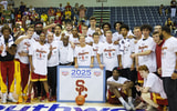 USC Trojans take a team photo after they defeated the Arizona State Sun Devils in the championship match at Lahaina Civic Center