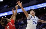 Malachi Moreno defends during Kentucky Men's Basketball vs. Nicholls at Rupp Arena on November 4, 2025 - Photo by Crawford Ifland, Kentucky Sports Radio/On3