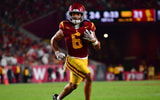 USC Trojans wide receiver Makai Lemon (6) runs for a touchdown against the Michigan State Spartans during the second half at the Los Angeles Memorial Coliseum
