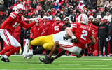 Karson Sharar forced a fumble on a Nebraska punt return. (Photo by Dennis Scheidt)