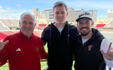 Stephen Cannon with Texas Tech head coach Joey McGuire and offensive coordinator Mack Leftwich