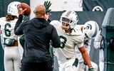Michigan State defensive back Jeremiah Hughes, center, runs a drill during football practice on Tuesday, April 8, 2025, in East Lansing. - Nick King, USA TODAY Sports